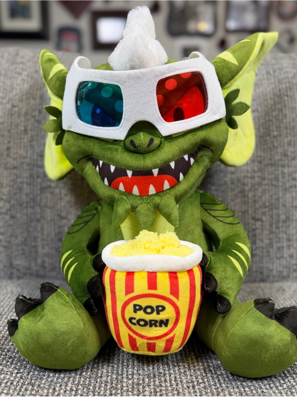Kidrobot Gremlins Stripe HugMe Plush 3D Glasses Popcorn Movie Plush NWT Works!